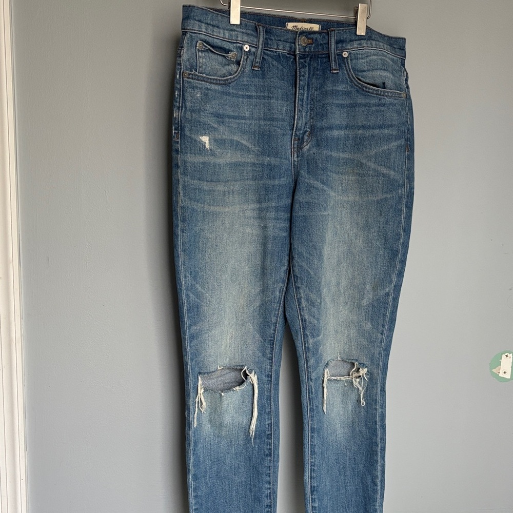 Madewell Blue Distressed Skinny Jeans